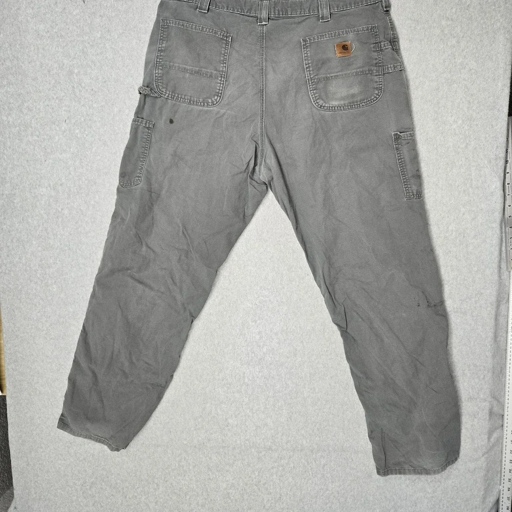 Carhartt Men Pants 40X34 Gray Cargo Carpenter Canvas B151 Dungaree Y2K READ
